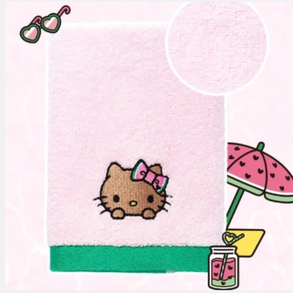 Hello Kitty Pink Towel with Green Trim